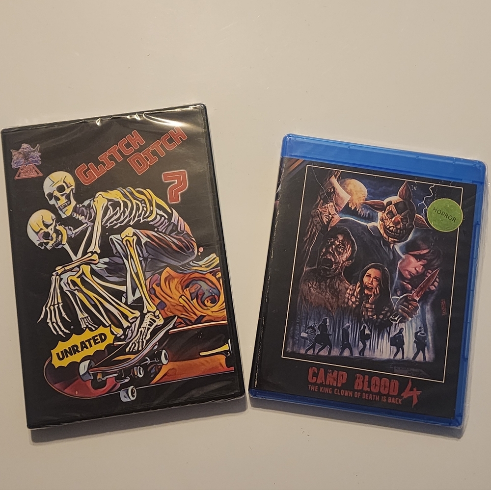 GLITCH DITCH 7  DVD & CAMP BLOOD 4 On Blu-Ray THE KING OF CLOWN OF DETH IS Back